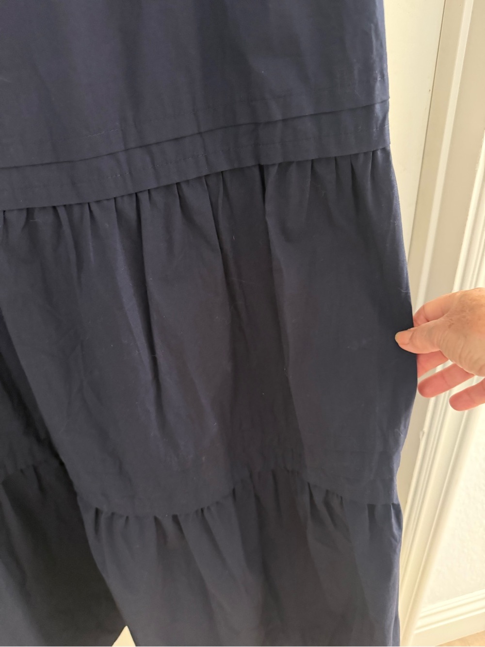 Quince Organic Cotton Poplin Tiered Maxi Dress Navy Size Large - Picture 5 of 8